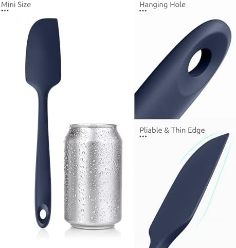 U-Taste Small Mini Silicone Spatula, 9in Rubber Jar Scraper, Midnight Blue - Image 6
