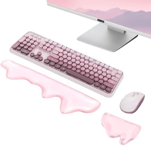 Gel Mountain Wrist Rest for Keyboard and Mouse Abstract Clear Pink Keyboard by WFCYGL
