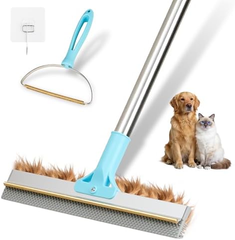 Carpet Rake for Pet Hair Removal, Reusable Pet Hair Remover Broom by PLITTPETTS