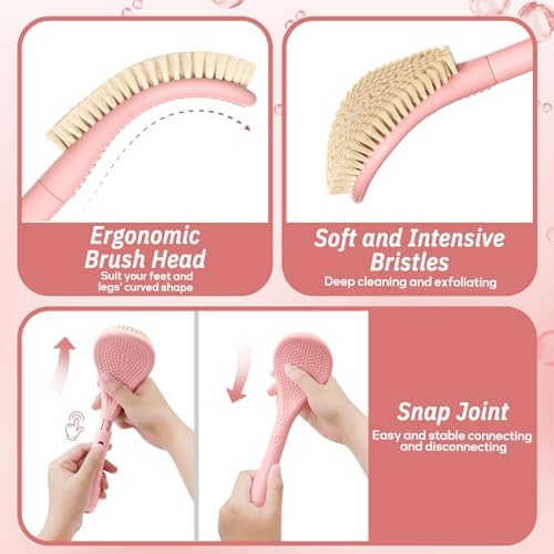 Foot Brush & Back Scrubber Set, 27.5'' Adjustable Foot Scrubber - Image 5