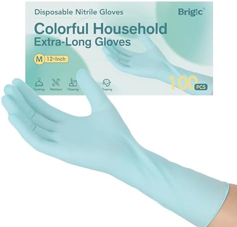 12 Inch Long Cuff Nitrile Gloves, Disposable Gloves by Brigic