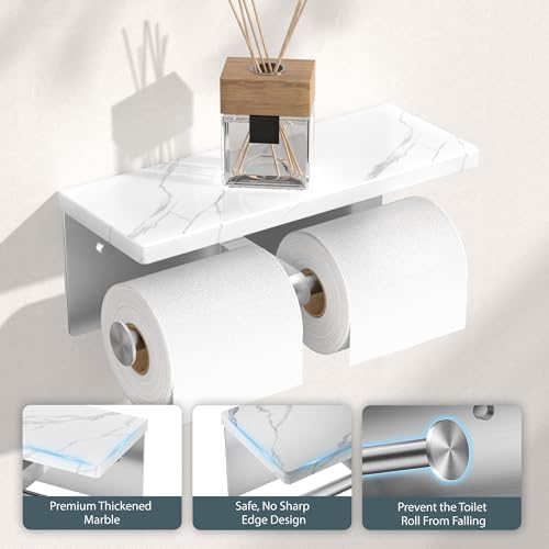 FORIOUS Double Marble Toilet Paper Holder - Image 3