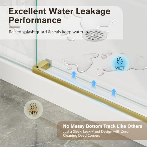 67-72" W X 78" H Frameless Glass Shower Doors Brushed Gold - Image 4