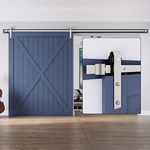 EaseLife 12 FT Brushed Nickel Sliding Barn Door Hardware Track Kit, Basic J by EaseLife