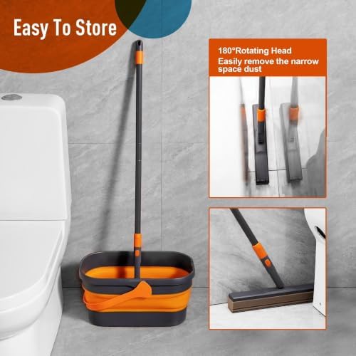 Hands-Free Sponge Mop with Collapsible Wring Bucket, Adjustable Lightweight - Image 6