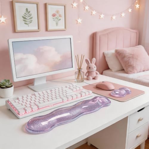 Wrist Rest for Keyboard and Mouse, Glitter Ergonomic Mouse Hand Rest Set - Image 3