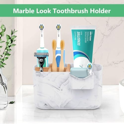 GFWARE Marble Toothbrush Holder, Bathroom Storage Organizer - Image 5