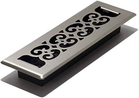 Decor Grates SPH210-NKL 2 10-Inch Scroll Floor Register, Brushed Nickel Finish by DecorGrates