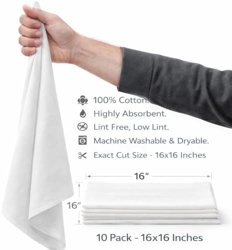 lint free cloth for cast iron – 10 Pack Cotton Seasoning & Cleaning Cloths - Image 2