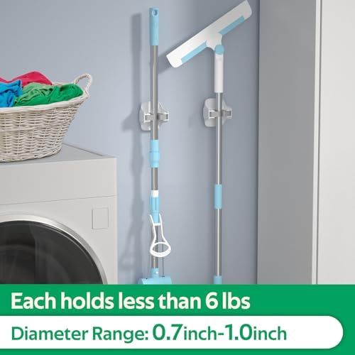 reliahom Broom Holder Wall Mount Mop Grippers organizer wall hanging - Image 5