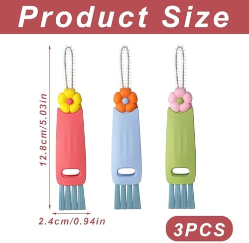 3-in-1 Rotatable Cup Lid Gap Cleaning Brush Set – 3 Pcs - Image 2