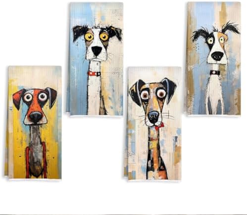 Whimsical Dog Kitchen Towels Set by Unknown