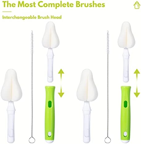 Baby Bottle Brush Kit, Sponge Heads, Straw Cleaners, Compact Tool - Image 3