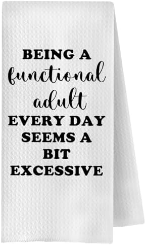 Funny Kitchen Towels Adult Humor, Being a Functioning Adult Funny Dish Tea by Unknown
