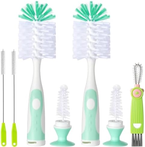 Baby Bottle Brush Kit with Suction, Hidden Cleaner & Straw Brush by AnivonaDirect
