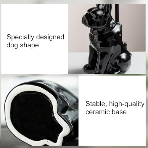 Comeon Ceramic Dog Black Toilet Brush and Holder Set - Image 4