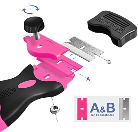Razor Blade Scraper, 2 Pack Pink Double Edge Razor Scraper Remover Tool - Image 2