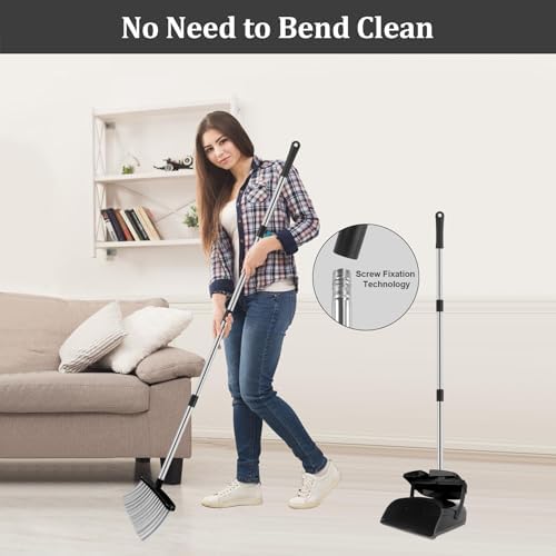 Broom and Dustpan Set, Windproof Standing Dust pan - Image 6