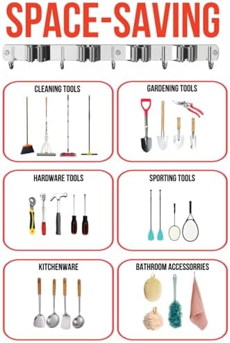Mop and Broom Holder Wall Mount, Upgraded Broom Hanger Wall Mount, Stainless - Image 3