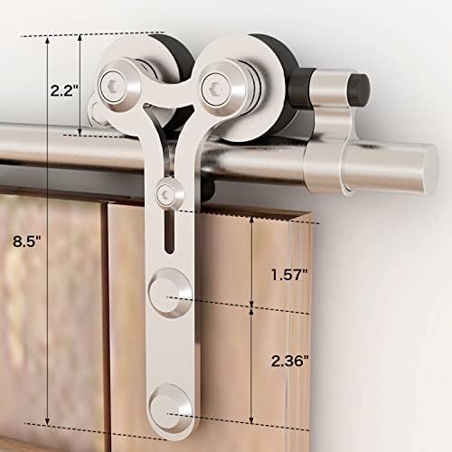 TSMST 7.5FT Sliding Barn Door Hardware Kit, Top Mount Stainless Steel Heavy - Image 3
