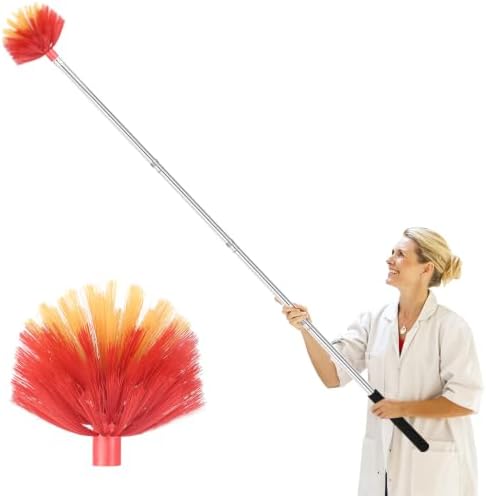 Cobweb Duster with Extension Pole, Medium Stiff Bristles Cobweb Duster Head by Cagaloi