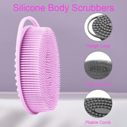 Soft Silicone Body Shower， Exfoliating Silicone Body Scrubber, Silicone Loofah - Image 3