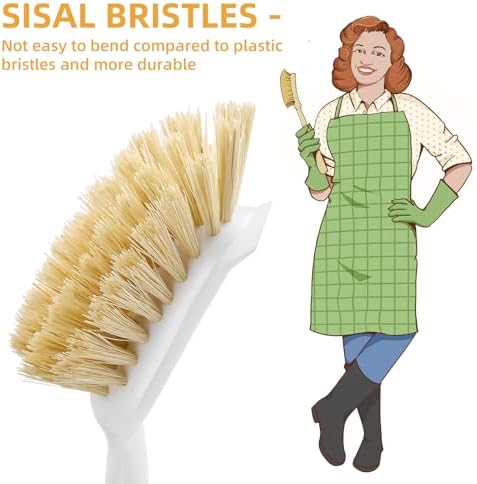 Kitchen Dish Brushes with Bamboo Handle, 2 Pack Dish Scrubber Brush - Image 2