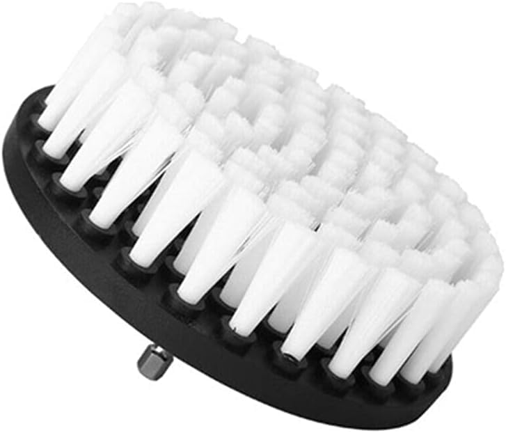 Drill Brush 5 inch Soft Bristle White Quick Change Shaft by DUOSHIDA