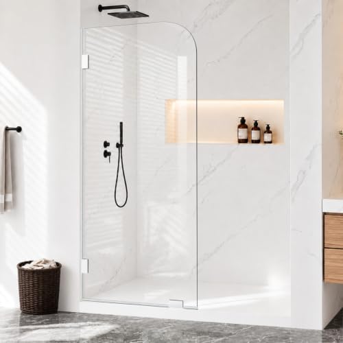 Shower Glass Panel, Brushed Nickel by Unknown