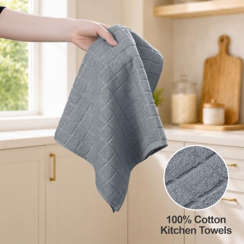 Kitinjoy Premium Cotton Check Kitchen Towels 8 Pack - Image 3