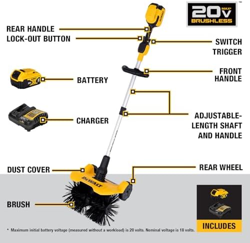 DEWALT 20V Battery Power Broom Sweeper, Cordless Electric Walk Behind Push - Image 2