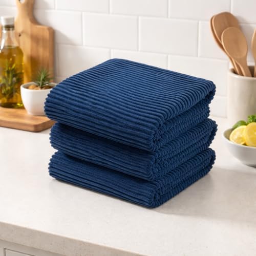 Royal Navy Blue Kitchen Hand Dish Towels, 100% Cotton - Image 7