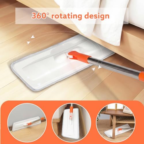 wlich Microfiber Flat Mop, 2 Washable Pads - Image 4