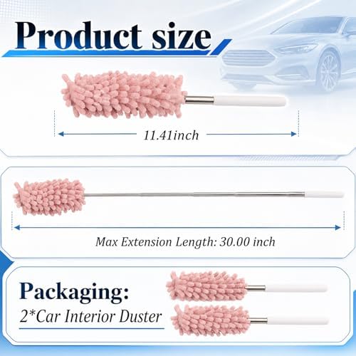 2PCS 2026 New Car Interior Duster, Soft Chenille Car Duster - Image 2