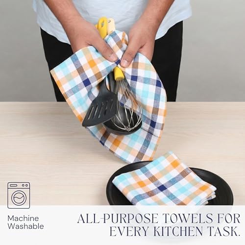 Check Dish Towels 4 Pack, Absorbent Hand Towels - Image 4