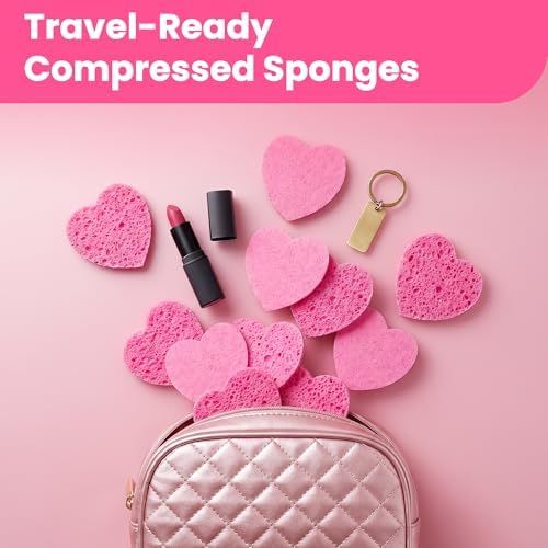 Silkyhose 120Pcs Compressed Cellulose Sponges, Heart-Shape Exfoliating - Image 5