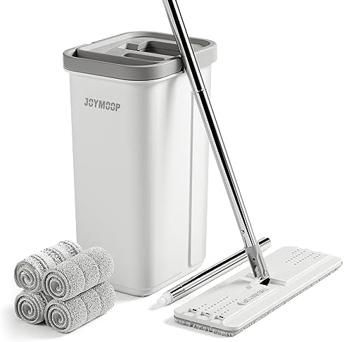 JOYMOOP Flat Mop System, Microfiber Mop and Bucket Set, Hands-Free Floor by JOYMOOP