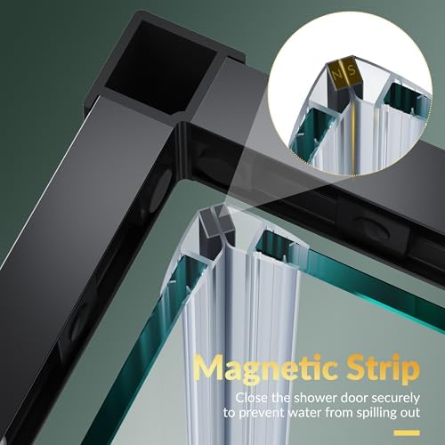 ELEGANT 36" D x 36" W x 72" H Corner Double Sliding Shower Door, Matte Black - Image 5