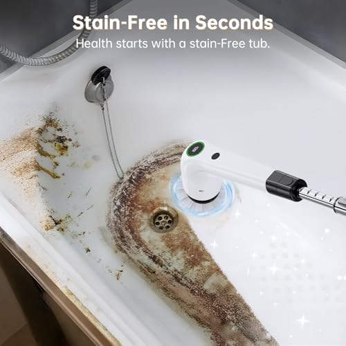 PUFTEM Electric Spin Scrubber, Cordless Shower Scrubber, Adjustable Handle - Image 3