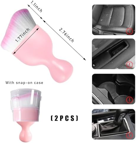 Dickno 2PCS Car Interior Dust Brush, Soft Scratch Free Auto Detailing Brushes - Image 2