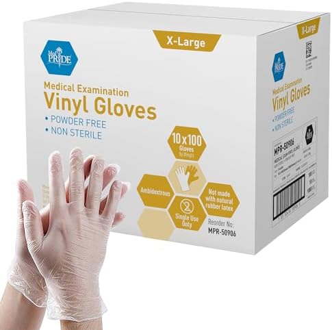 MED PRIDE Vinyl Exam Medical Gloves, Powder & Latex-Free, 1000-Count by MEDPRIDE