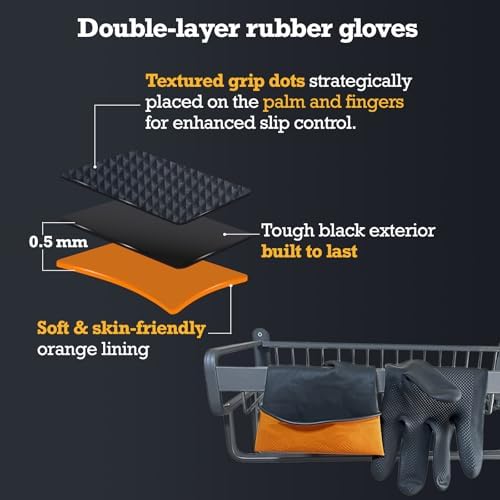 Heavy-Duty Thick Black Rubber Cleaning Gloves, 3 Pairs - Image 3