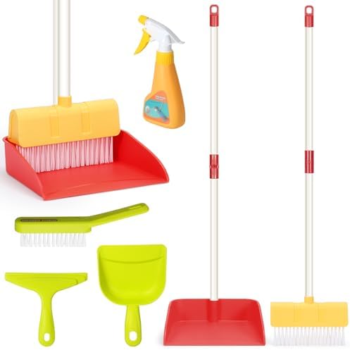 Kids Cleaning Toy Set, Toddler Broom & Dustpan Pretend Play, Ages 3-6 by LIMIROLER