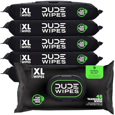 DUDE Wipes Herbal Relief Adult Flushable Wet Wipes, Witch Hazel by DUDEWipes