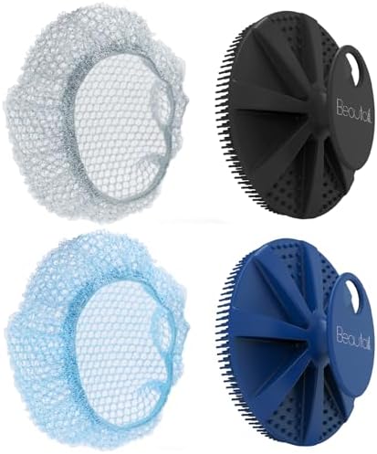 Silicone Body Scrubber and Scrub Net Set, BEAUTAIL 4 Pack by BEAUTAIL