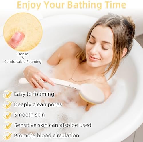 LFJ 19" Long Handle Shower Sponge Brush Set - Image 5