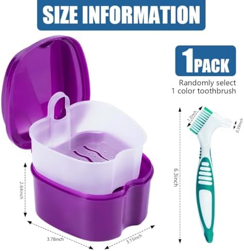 KISEER Purple Denture Bath Case Cup Box Holder Storage Container - Image 2