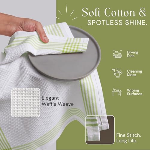 Waffle White & Multi Colors Kitchen Towels 4 Pack, 100% Cotton, 16x26 inches - Image 3