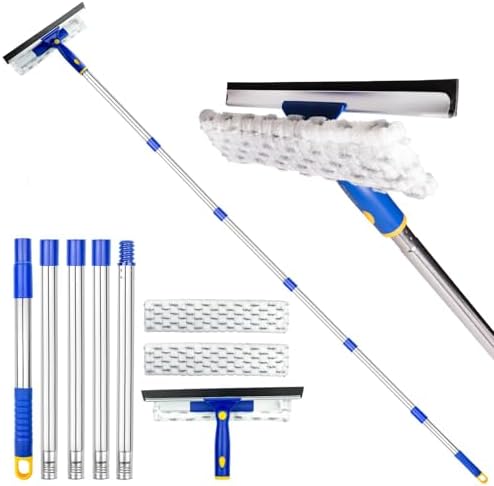 86.6" Window Squeegee Cleaner, 2 in 1 Window Cleaning Tool Kit, Shower Squeegee by ITTAHO