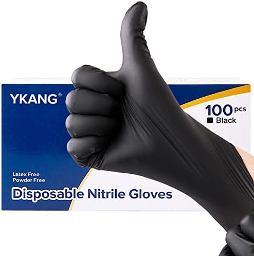 YKANG Black Disposable Nitrile Gloves, Latex Free Food Safe Cooking Gloves by YKANG